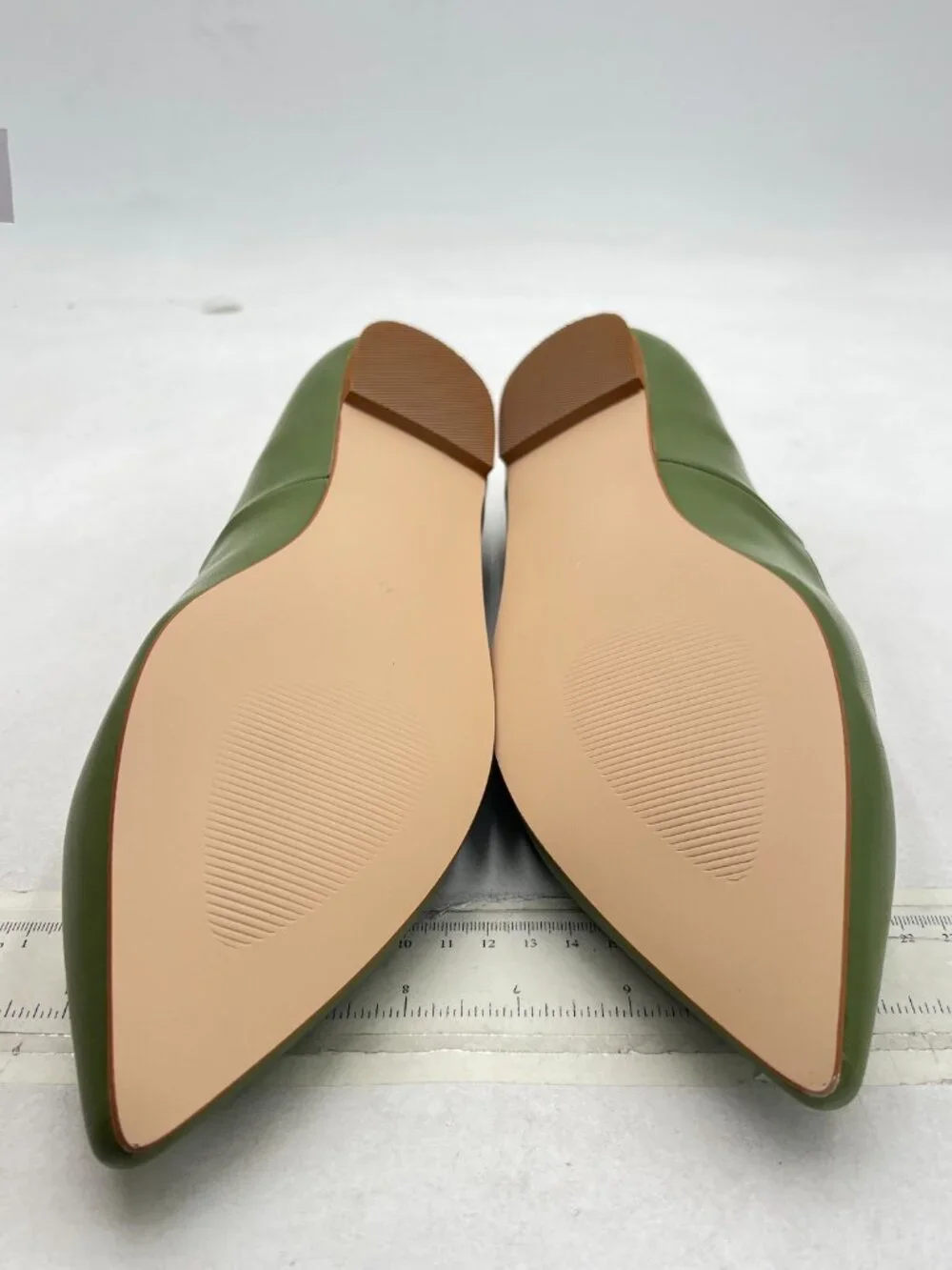 FSJ Green Flat Pumps Pointed Toe Slip On Party Dress Shoe for Comfort Outfits